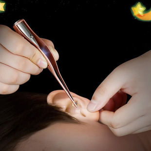 专业清洁按摩采耳工具不锈钢耳镊子可视螺旋掏耳朵神器发光挖耳勺