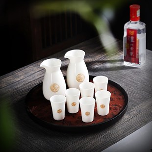家用陶瓷白酒杯二两分酒器中式 德化白瓷酒具套装 烈酒杯仿古酒壶