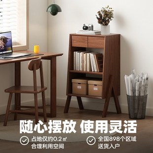 书架实木家用书柜置物架储物柜落地墙边窄柜卧室收纳柜子客厅矮柜