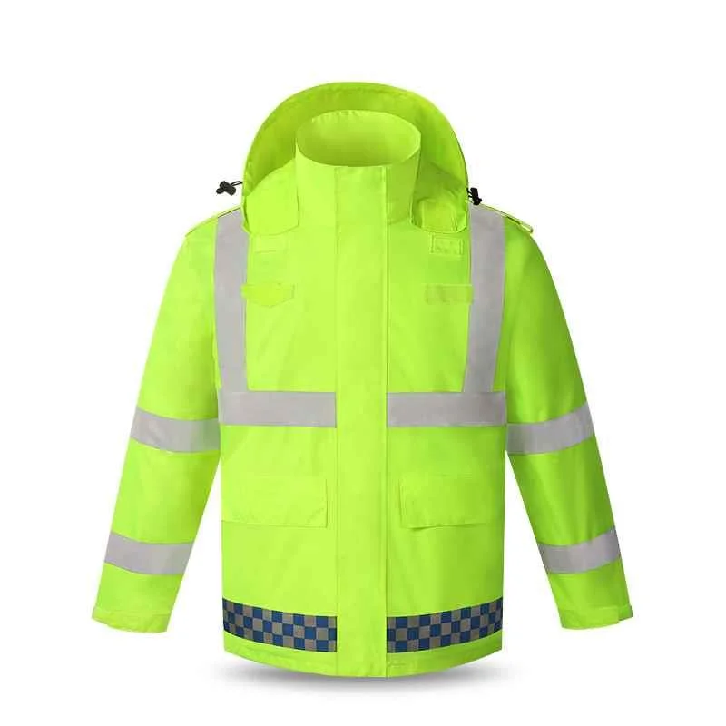冬季交通反光安全棉衣加厚棉大衣群众反光衣防寒服荧光外套工新品