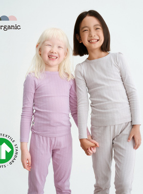 be organic【提花泡泡长短袖套装合集】有机棉童装上衣长裤女新款