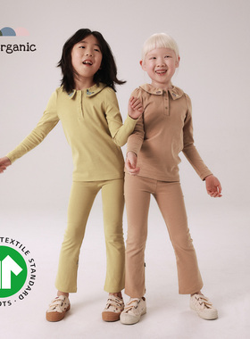 be organic[刺绣款POLO衫喇叭裤]GOTS认证有机棉女童春秋新款