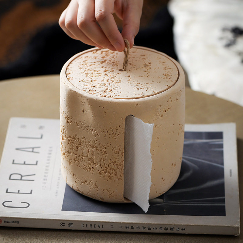 洞石卷纸盒桌面纸巾抽纸盒家用客厅高档轻奢圆形卷纸筒卫生间厕所,收纳整理,抽纸筒/套,淘宝优惠券,粉丝福利购,淘宝优惠卷