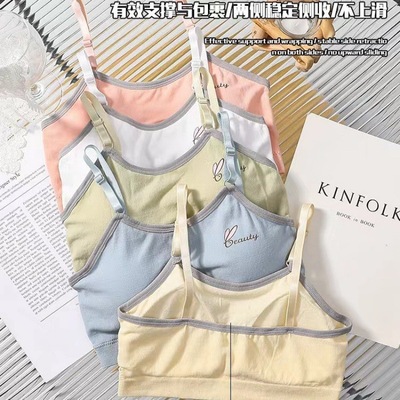 内衣薄款高中生无痕裹胸文胸学生发育期运动固定杯小背心小杯