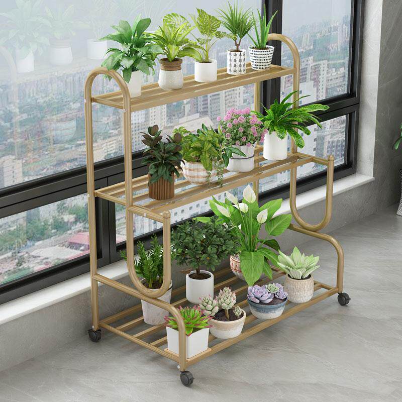花架阳台置物架带轮子铁艺多层阶梯式客厅阳台落地植物多肉花盆架