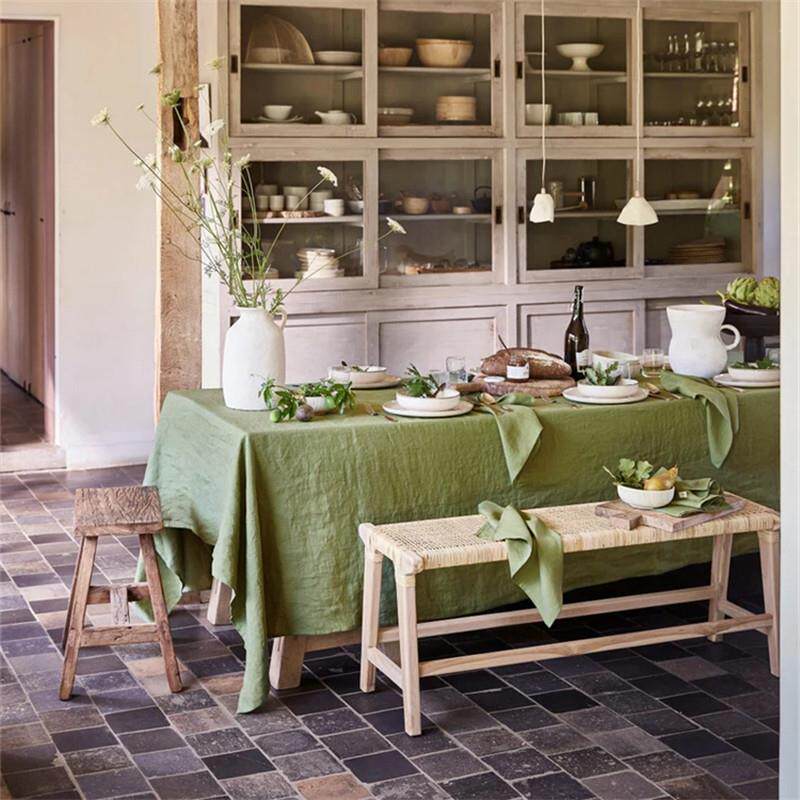 轻奢高级感亚麻桌布长方形家用餐桌布纯色桌布茶几桌垫布艺可定制
