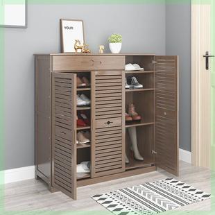 创意楠竹鞋柜家用门口鞋架子多层时尚阳台大容量实木玄关鞋柜防尘