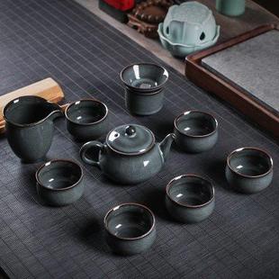 家用陶瓷纯手工整套茶杯龙泉哥窑铁胎冰裂 青瓷泡茶壶功夫茶具套装
