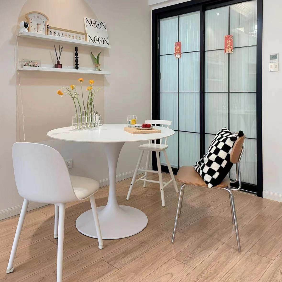 郁金香圆桌餐厅家用小户型饭桌现代简约白色圆形桌子北欧岩板餐桌,住宅家具,岩板餐桌,淘宝优惠券,粉丝福利购,淘宝优惠卷