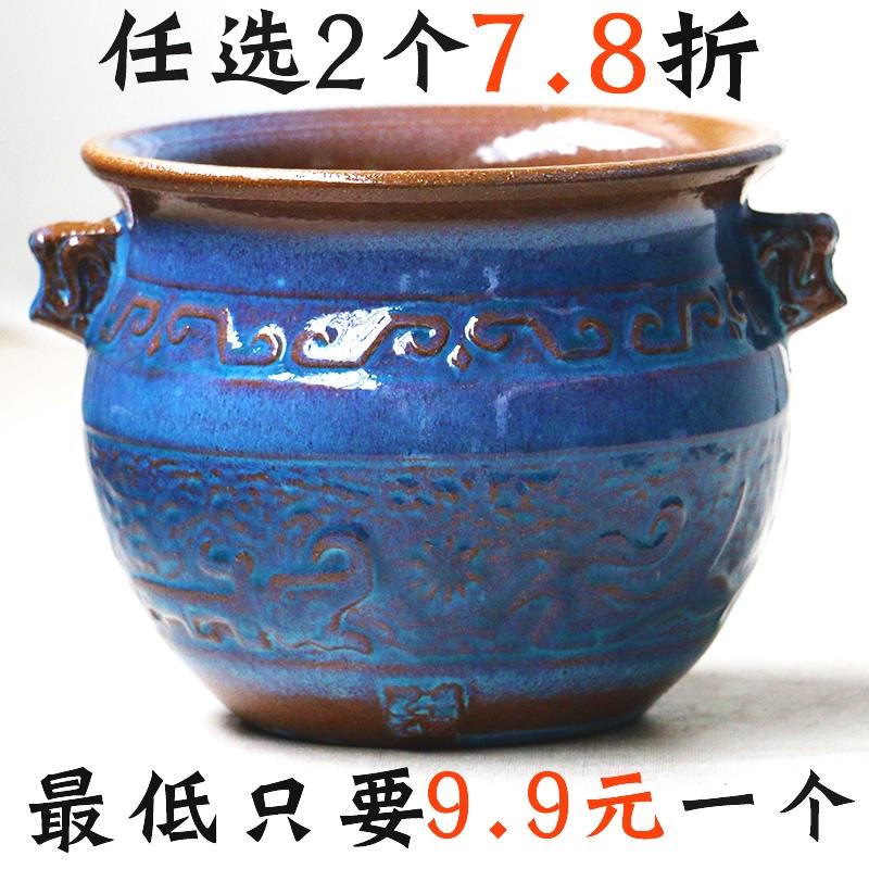 中大号矮胖粗陶大口径法师老桩透气多肉植物花盆月季陶瓷绿萝陶罐