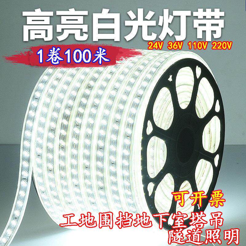 LED灯带100米220V户外工程照明户外防水培殖塔吊工地地下室24V36V