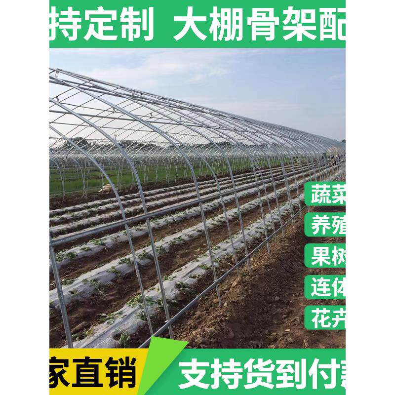 温室大棚钢管骨架全套定制养殖种植家用农用蔬菜椭圆连栋热镀锌棚