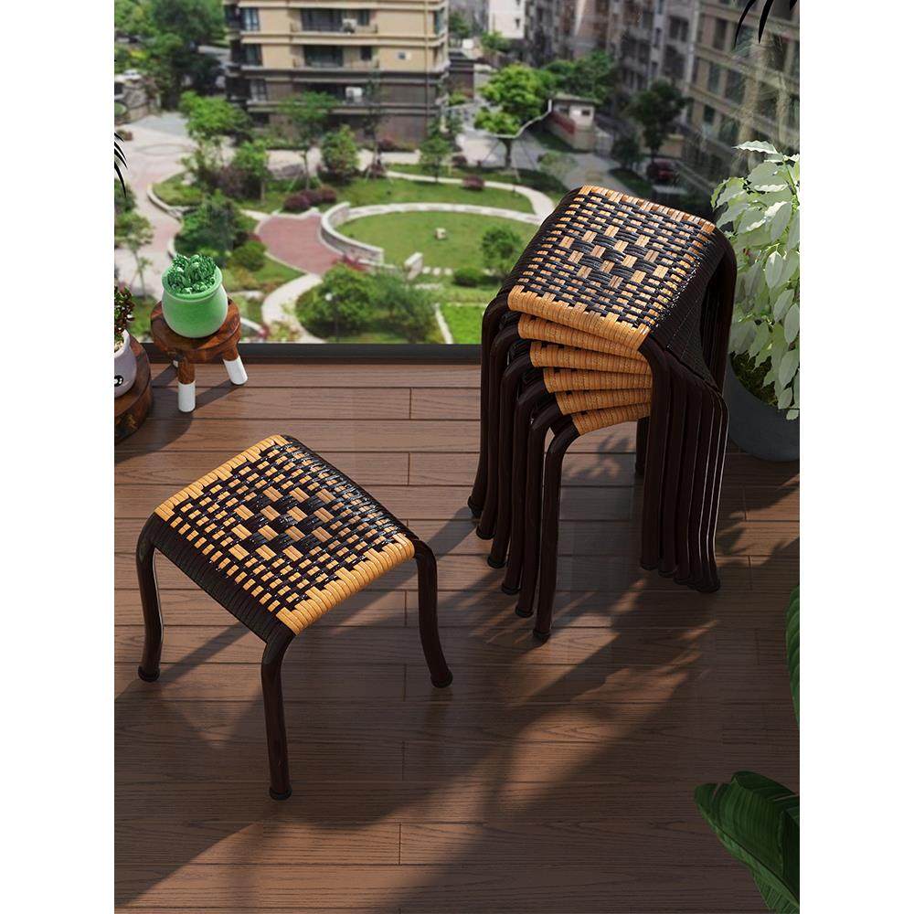 藤编凳子家用可叠放阳台小板凳塑料编织椅子换鞋凳餐桌高凳换鞋凳,住宅家具,矮凳,淘宝优惠券,粉丝福利购,淘宝优惠卷