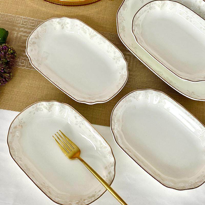鱼盘盘子肠粉盘轻奢菜盘陶瓷骨瓷微波炉餐具套装碗盘家用2024新款,餐饮具,盘,淘宝优惠券,粉丝福利购,淘宝优惠卷
