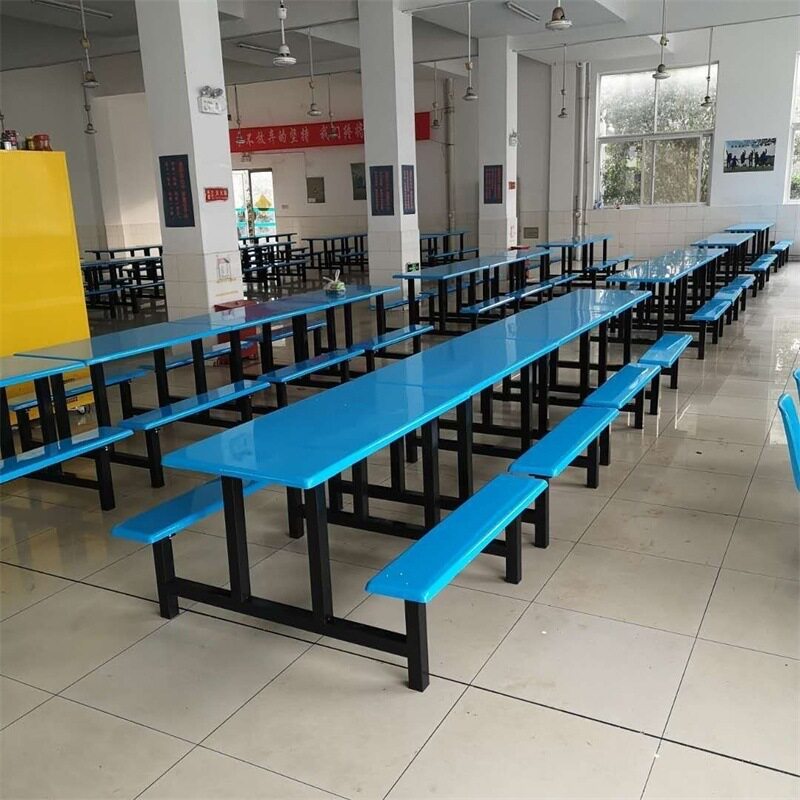 4饭堂8人6人快餐桌椅饭堂人连体学校工厂玻璃钢食堂餐桌餐桌餐厅