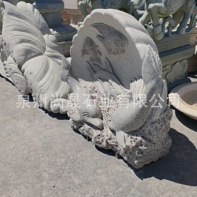 公园景区石雕海豚海狮鱼雕塑