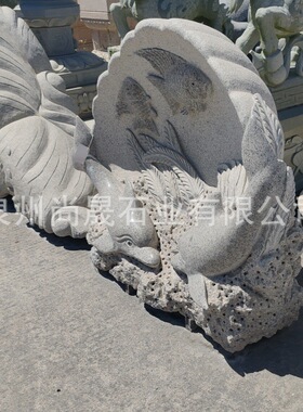 公园景区石雕海豚海狮鱼雕塑
