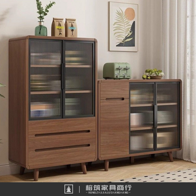 实木餐边柜一体靠墙简约客厅茶水柜北欧风小户型碗柜收纳储物橱柜
