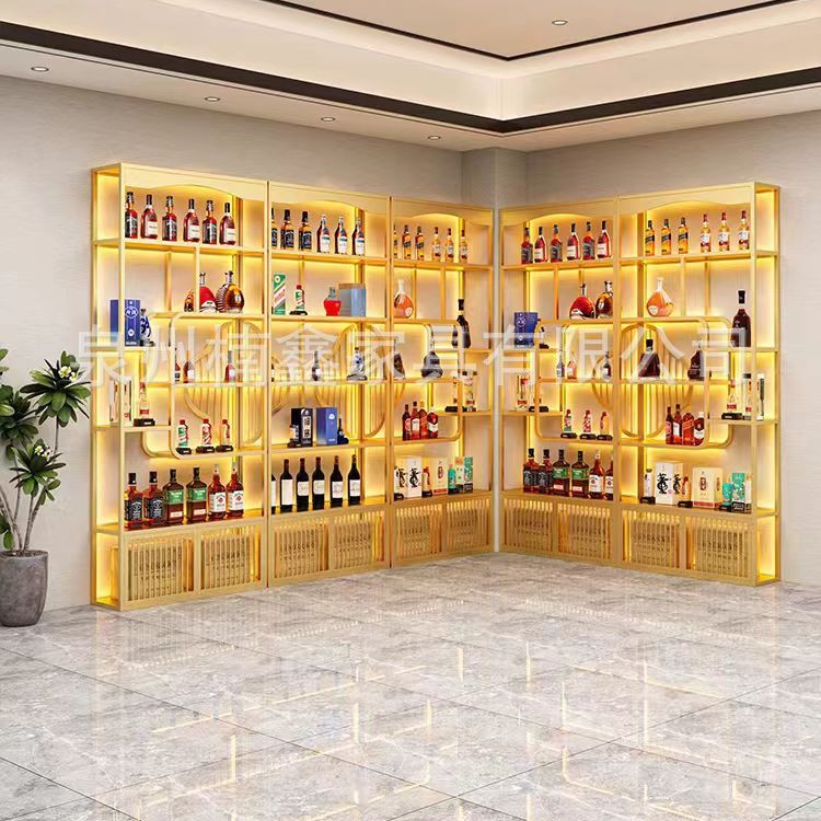 新中式酒架铁艺红酒架酒庄落地酒柜展示柜葡萄宅制白酒展示架商用