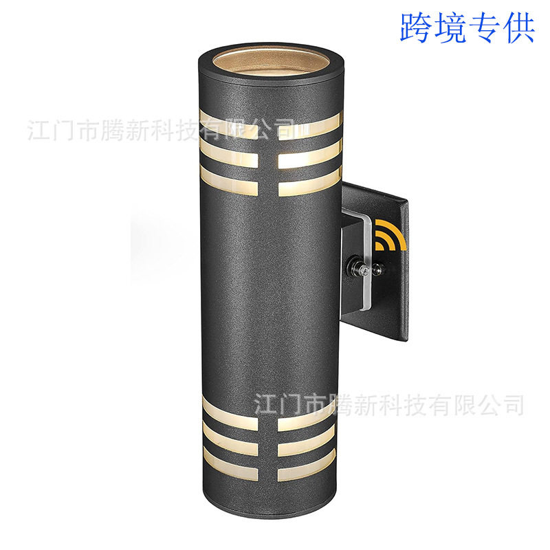 美式黑双头户外光感应不锈钢壁灯