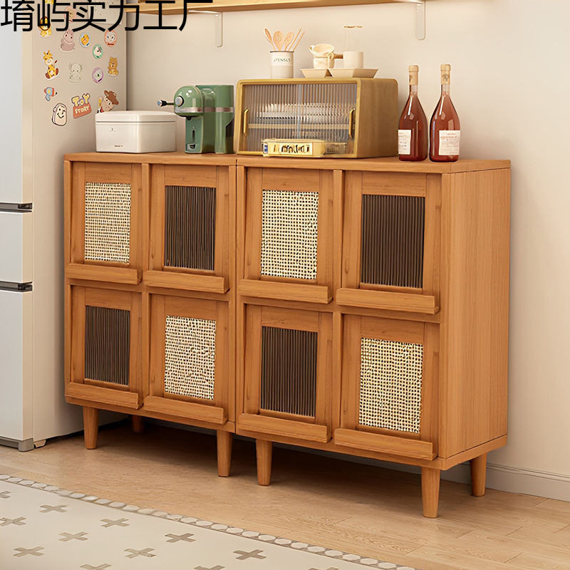 日式实木餐边柜靠墙落地置物架客厅收纳柜厨房储物柜格子柜茶水柜