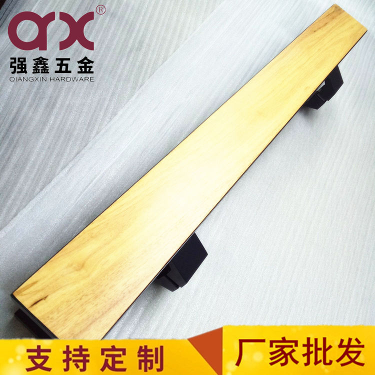西式仿古木门拉手实木不锈钢大门拉手黑色原木色玻璃铝框大门把手图片