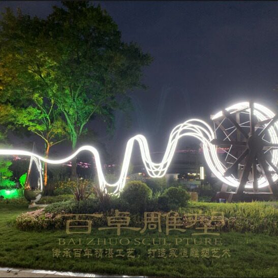 大型防腐木室外景观水车雕塑