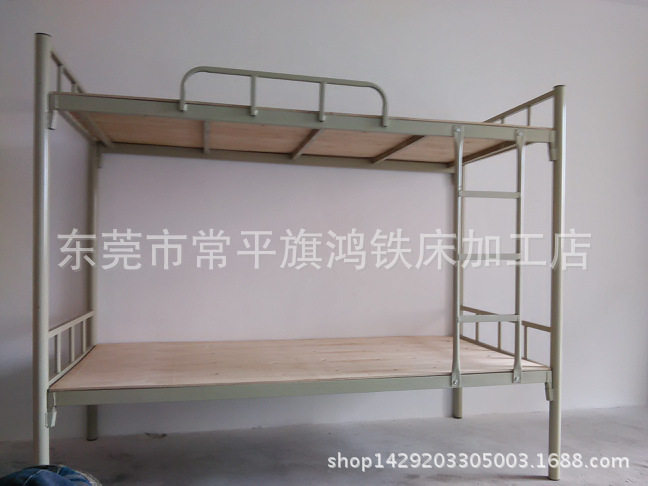 东莞铁床 50直柱圆管床 员工单人双层铁架床 特价配床板