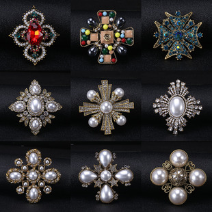 扮现货 巴洛克 vintage十字合金胸针时尚 服饰西装 外套徽章装