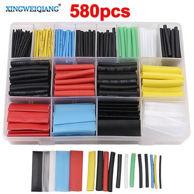 彩色收缩管电线绝缘套管580pcs防水阻燃热缩管组合热缩管盒装