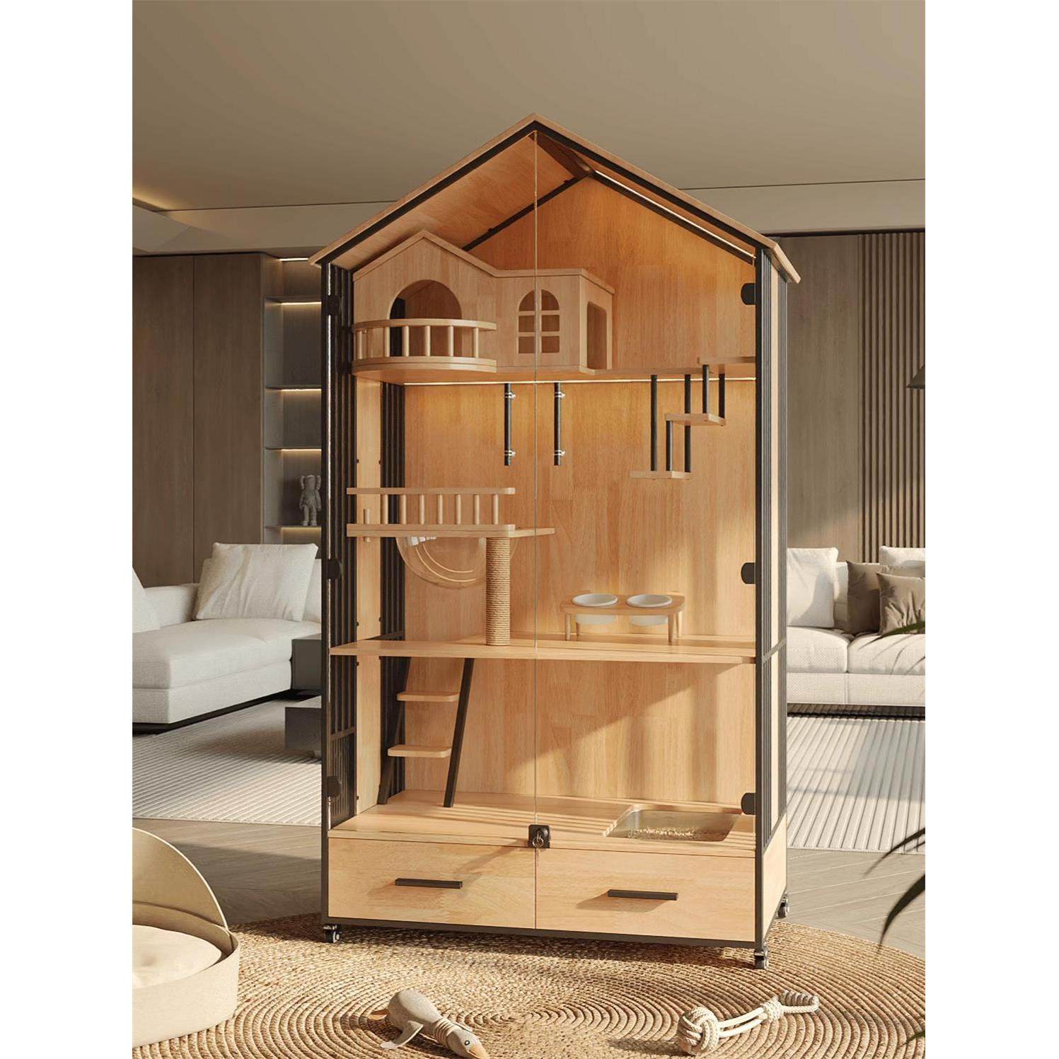 猫别墅实木猫笼子豪华家用室内猫窝猫屋带厕所一体不占地猫舍猫柜,宠物/宠物食品及用品,猫笼子/猫别墅,淘宝优惠券,粉丝福利购,淘宝优惠卷