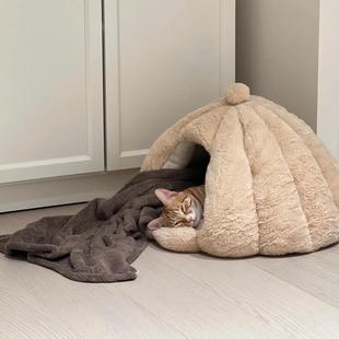 通用封闭式 宠物圆形猫窝四季 睡窝可拆洗秋冬加厚保暖中小型犬狗窝