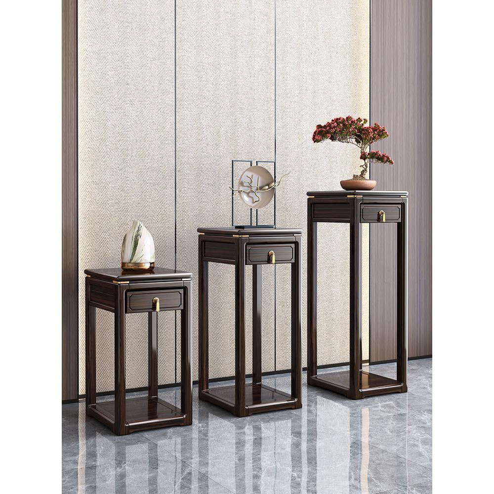 新中国风实木花架客厅落地式储物架2025新乌木室内盆景花盆架