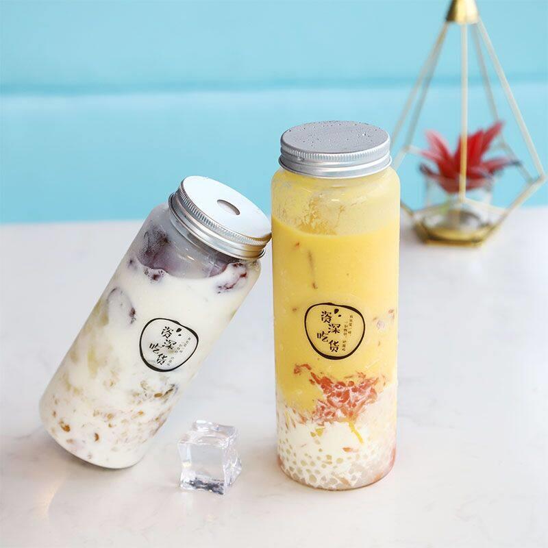 杨枝甘露瓶子 一次性奶茶杯带盖网红瓶pet塑料瓶打包杯 商用空瓶