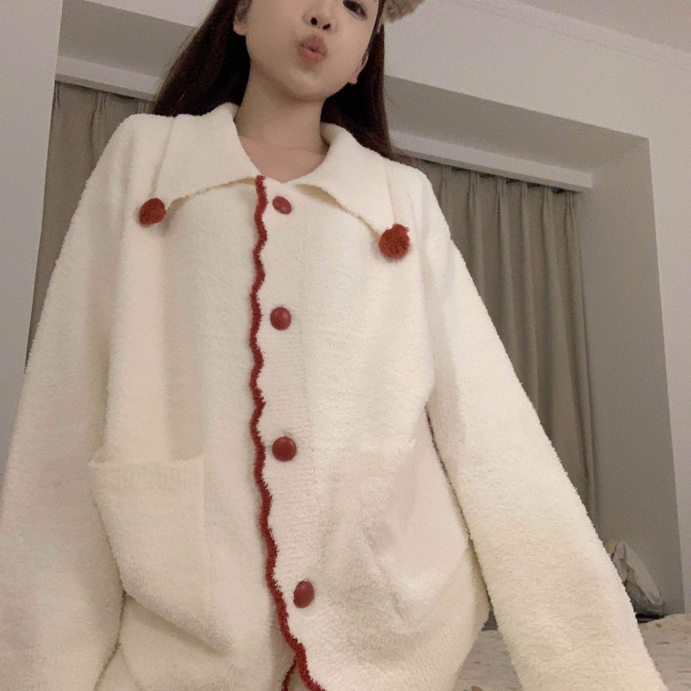 韩版少女半边绒睡衣女冬季加厚毛绒松弛感家居服套装秋冬2025新款