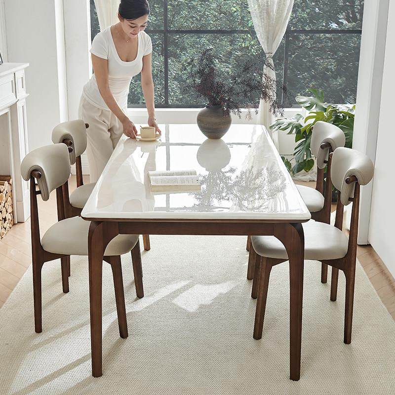 北欧白冰玉纯天然大理石餐桌家用高级感长方形纯实木腿奢石饭桌椅,住宅家具,大理石餐桌,淘宝优惠券,粉丝福利购,淘宝优惠卷