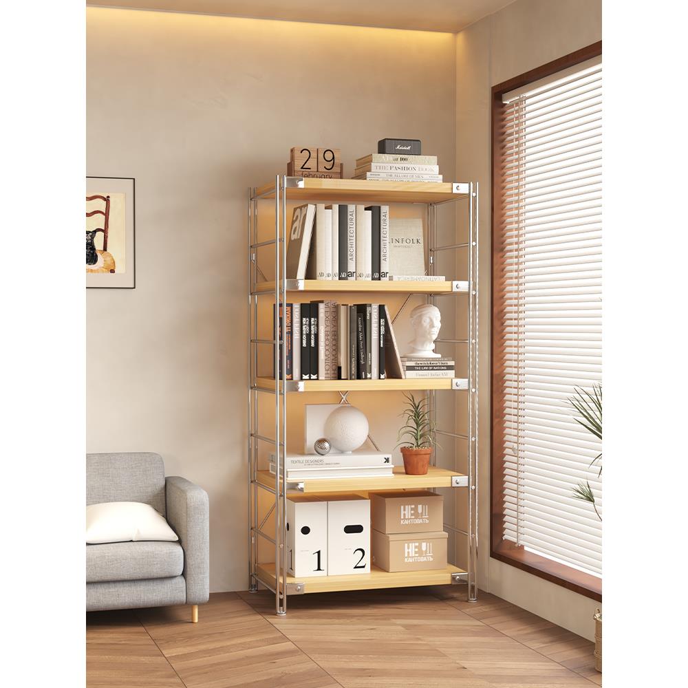 日式置物架落地ins风厨房简约收纳架原木风书房多层展示架子阳台