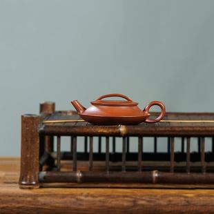 宜兴紫砂壶高温红皮龙纯全手工桑扁壶家用中式 伯元 茶壶茶具可养
