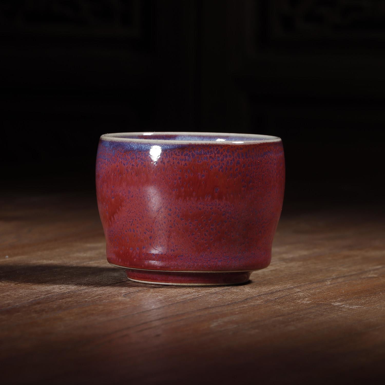 宋钧窑变玫瑰紫主人杯 缸型杯 全手工 钧瓷茶具茶器