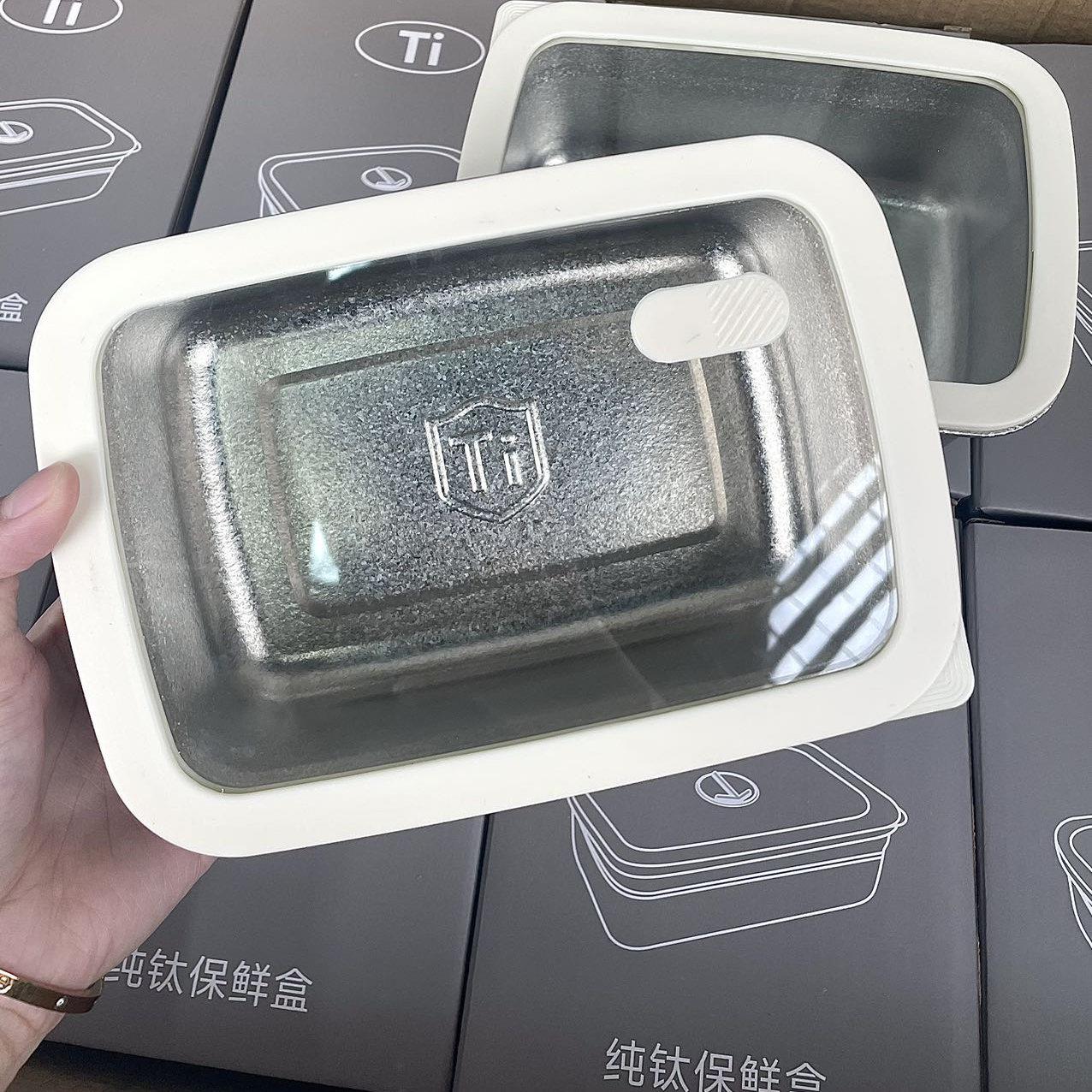 家用纯钛密封保鲜盒加热食品级带盖子高端纯钛饭盒玻璃保鲜盒冷藏
