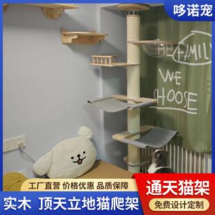 实木通天柱顶天立地猫爬架不占地家用大猫多猫家庭猫抓板一体猫窝