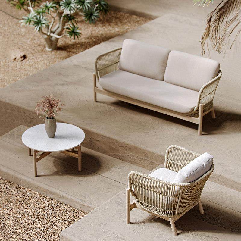 北欧户外休闲实木藤沙发防水防晒庭院客厅户外花园柚木家具组合,住宅家具,藤/竹沙发,淘宝优惠券,粉丝福利购,淘宝优惠卷