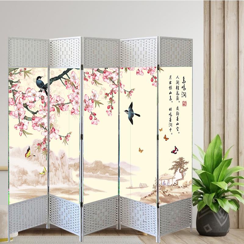 简易屏风隔断墙折屏遮挡简约现代折叠移动中式实木饭店布艺隔离