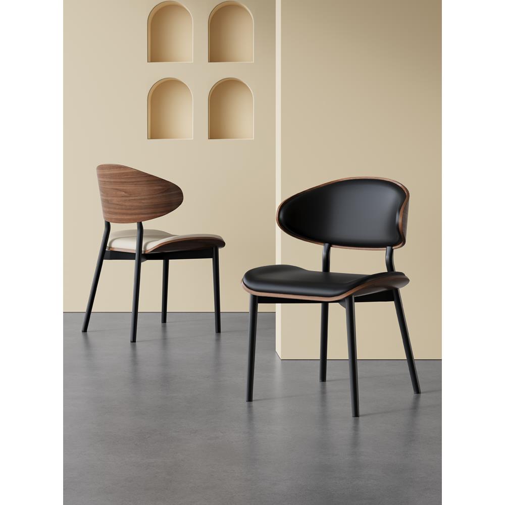 中古风餐椅咖啡厅意式极简家用轻奢北欧设计师餐桌椅子伊姆斯餐椅