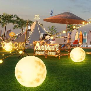 月球灯户外网红打卡露营落地灯太阳能草坪灯防水月亮灯造景灯具