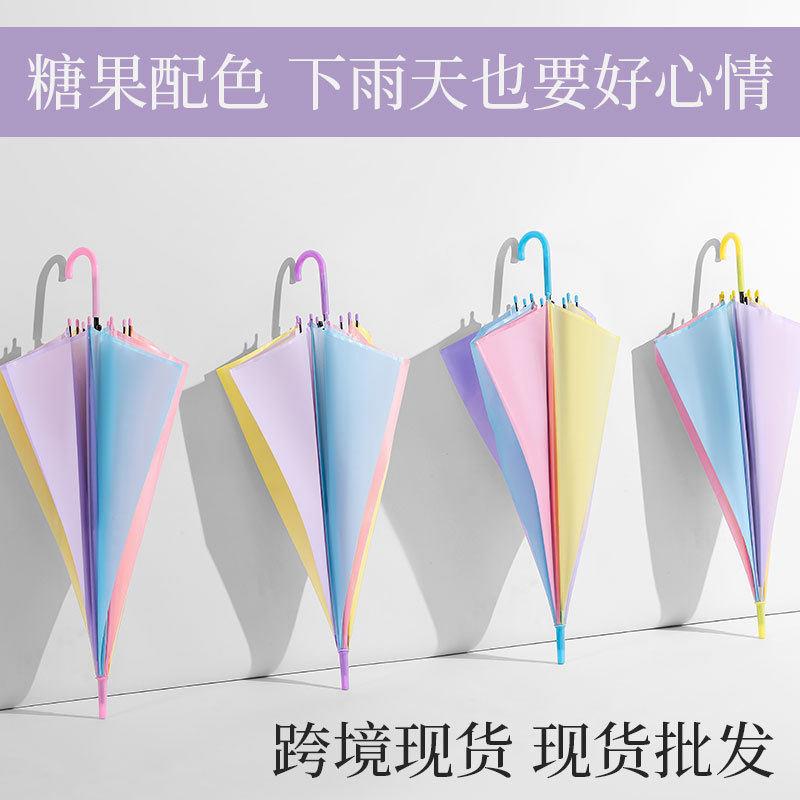透明雨伞大量创意小清新透明长柄伞磨砂白色学生网红伞广告伞