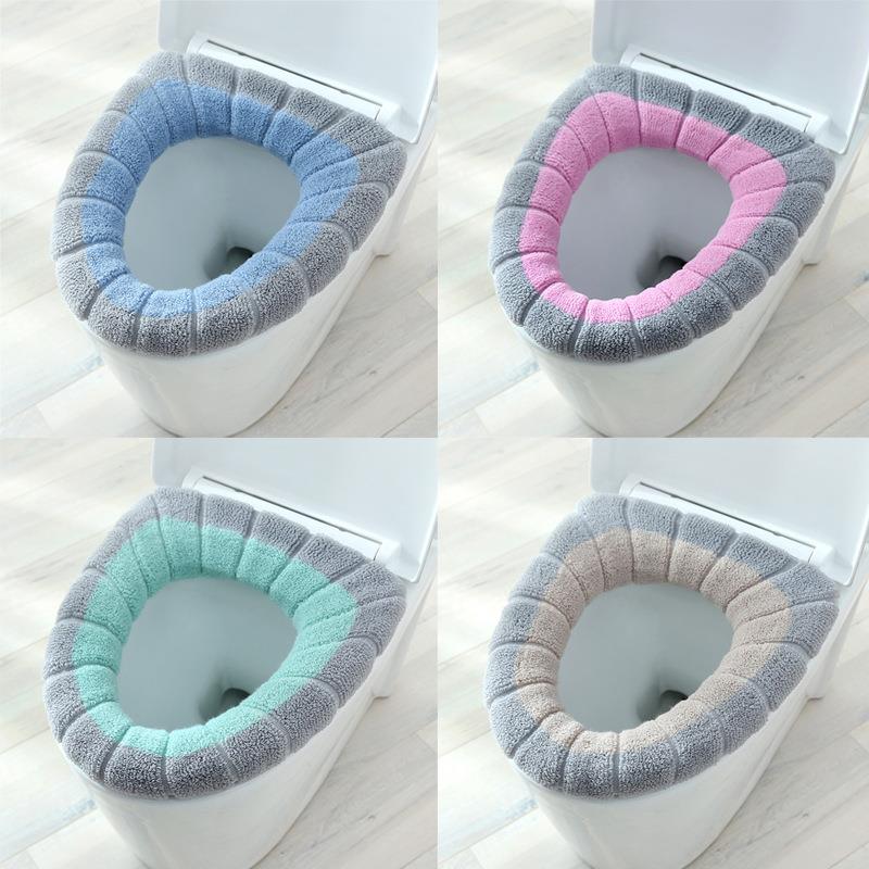 春冬季OV型拼色马桶圈 加厚毛绒马桶坐垫 保暖马桶垫圈套厂家