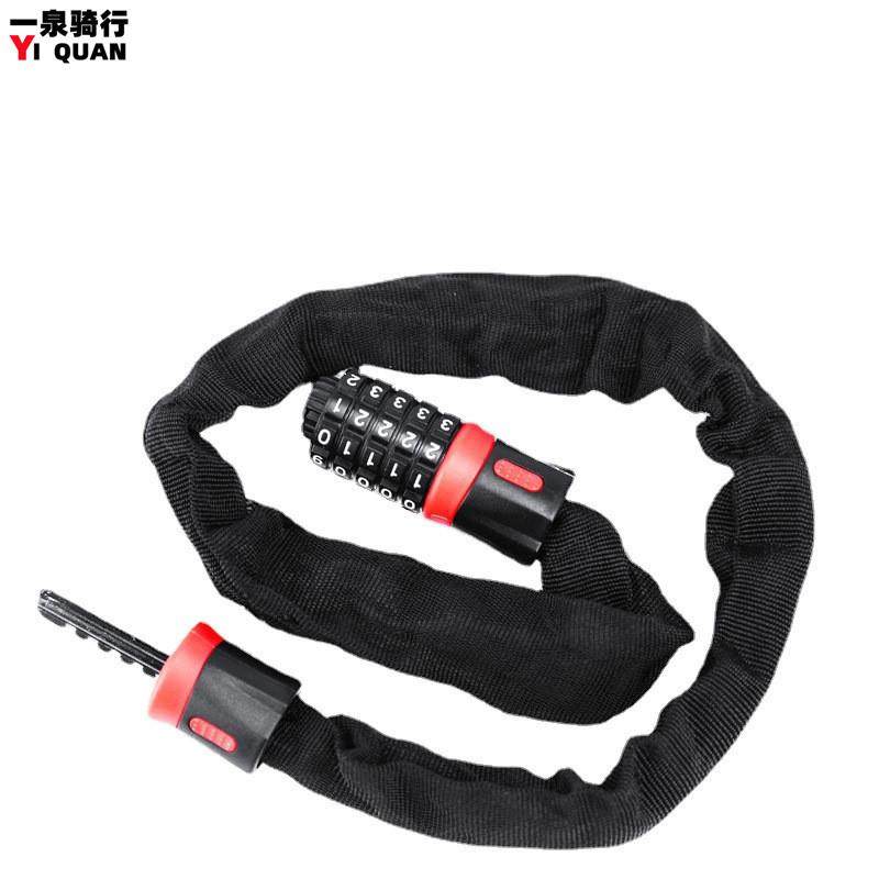 厂家碳钢自行车锁链条锁防盗五位密码锁山地车电动瓶摩托车锁跨境