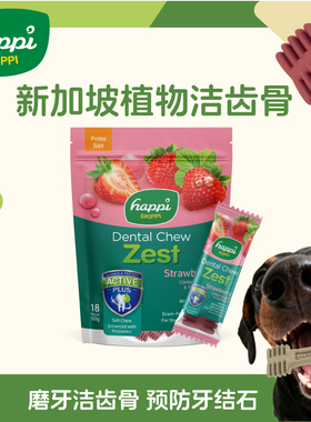 新加坡happiskippi狗狗磨牙棒洁齿耐咬骨零食清口气洁齿骨除口臭