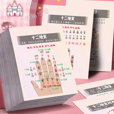 大张】十二地支国学智慧贴纸易经知识传统文化天干地支科普贴画